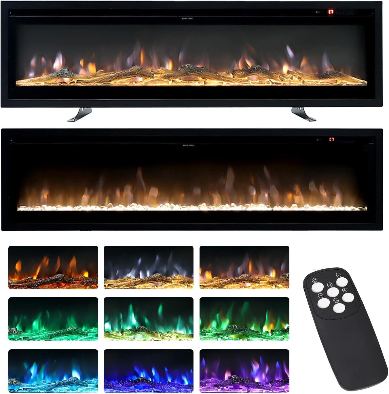 178cm Electric Fireplace Wall Mount/Recessed/Free Standing with Remote