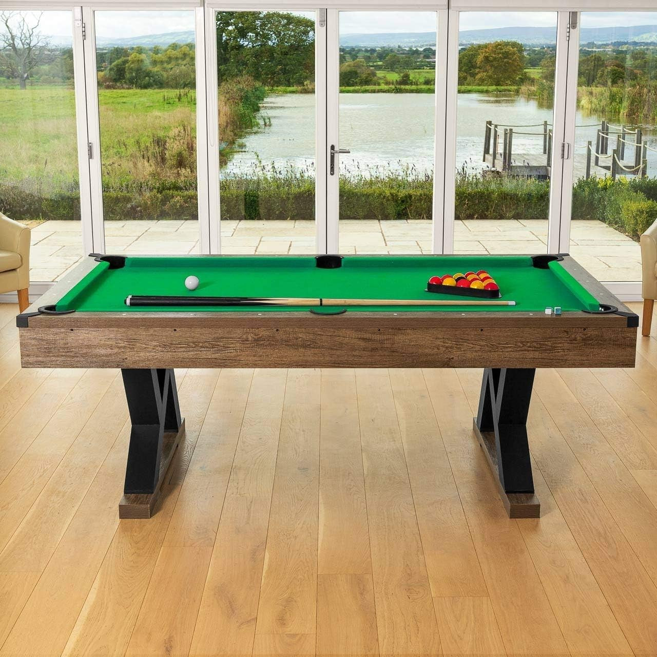 7FT Full Size Pool Table Adjustable Home Pub Billiards Set w Accessories