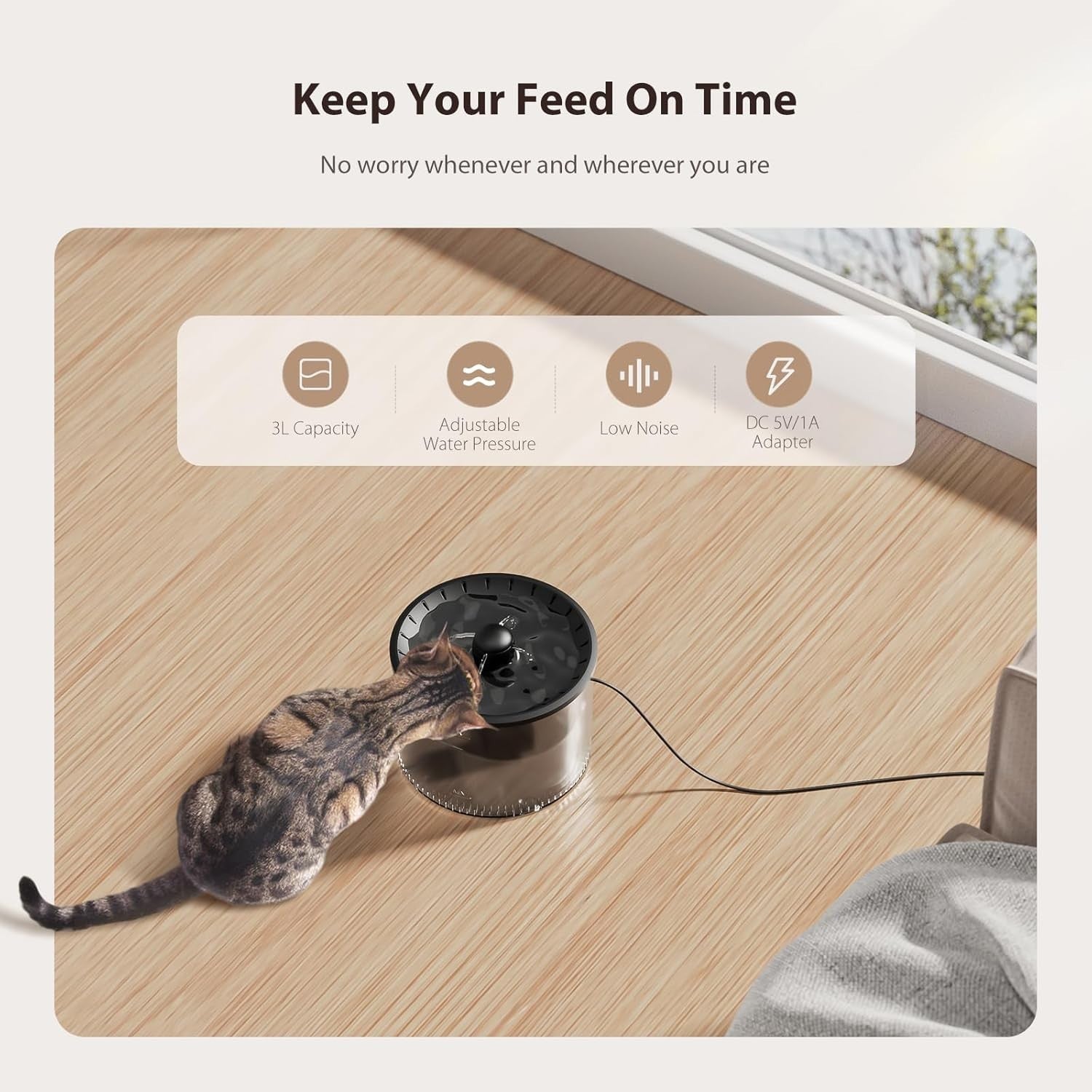 Automatic Cat Feeder Water Fountain 3L Timer Food Dispenser Filter