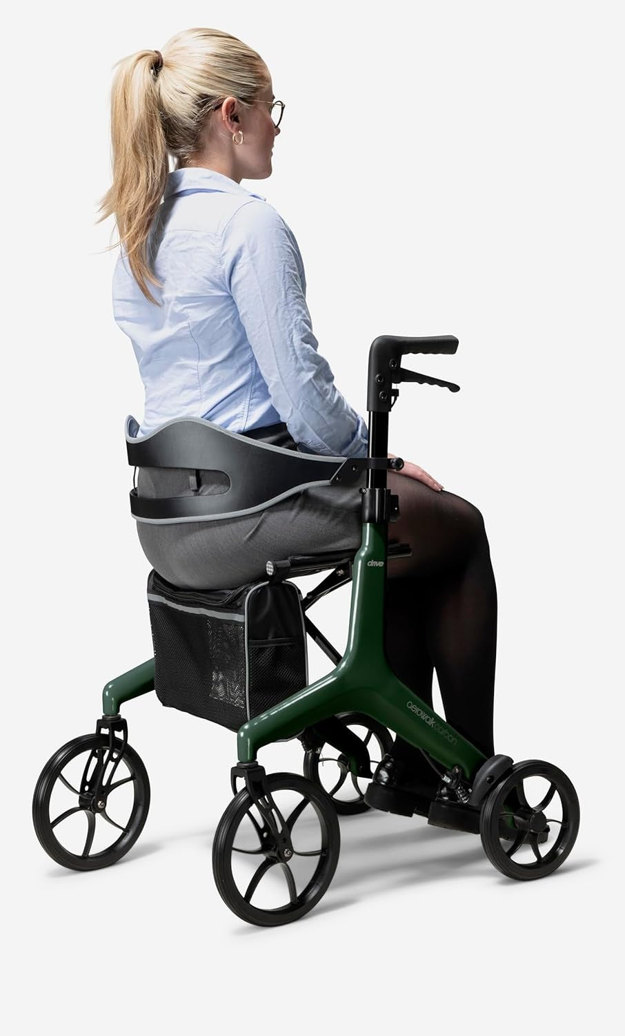 Ultra Lightweight Carbon Fibre Rollator Walker Folding Mobility Aid 4 Wheels