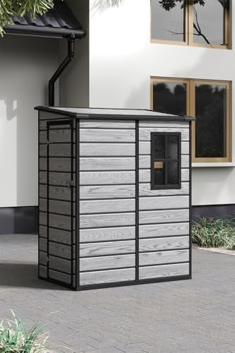 Plastic Garden Shed 4.5x3.6ft Outdoor Waterproof Storage with Floor & Window