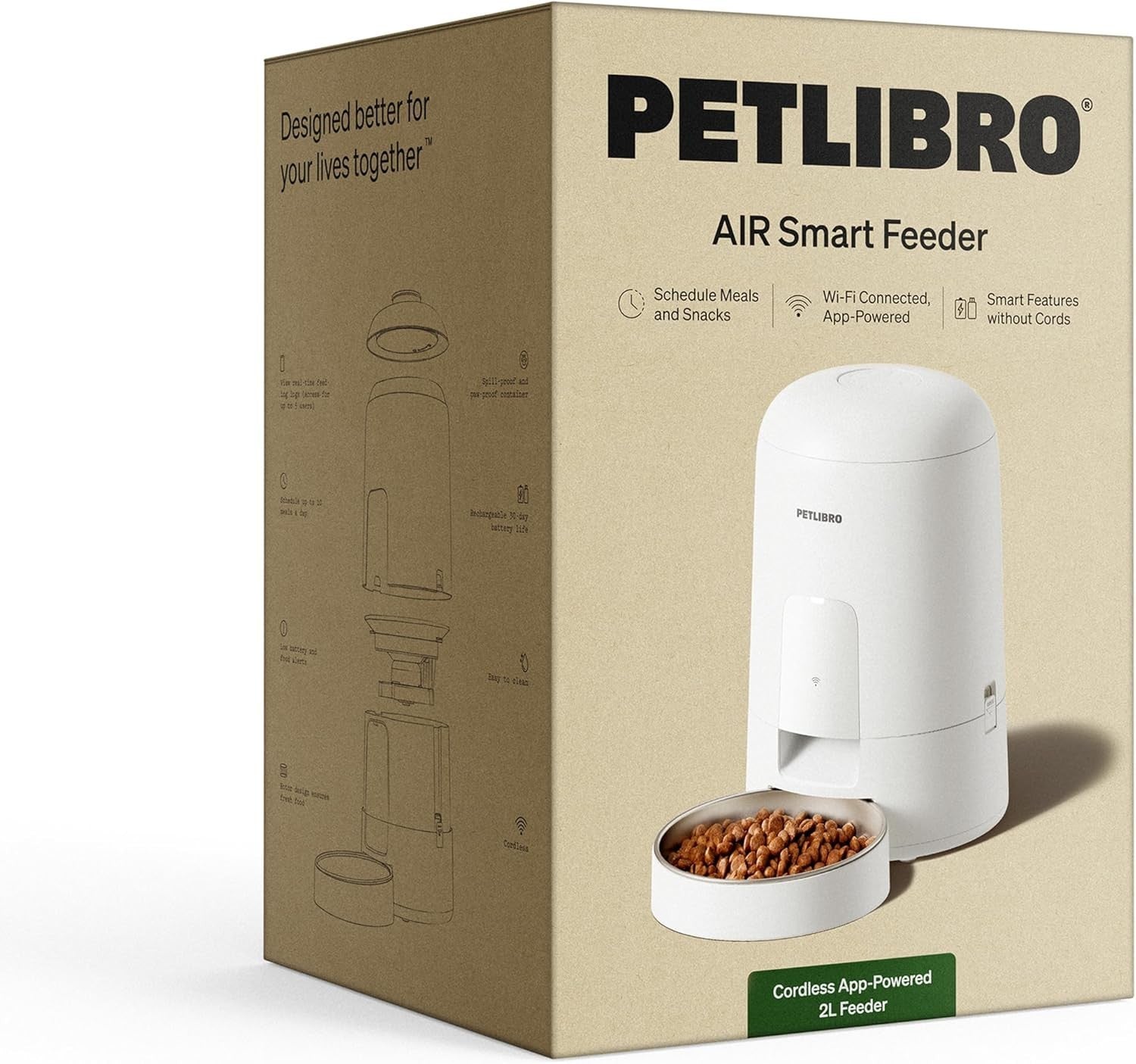 Automatic Cat Feeder WiFi App Control Rechargeable 2L Food Dispenser