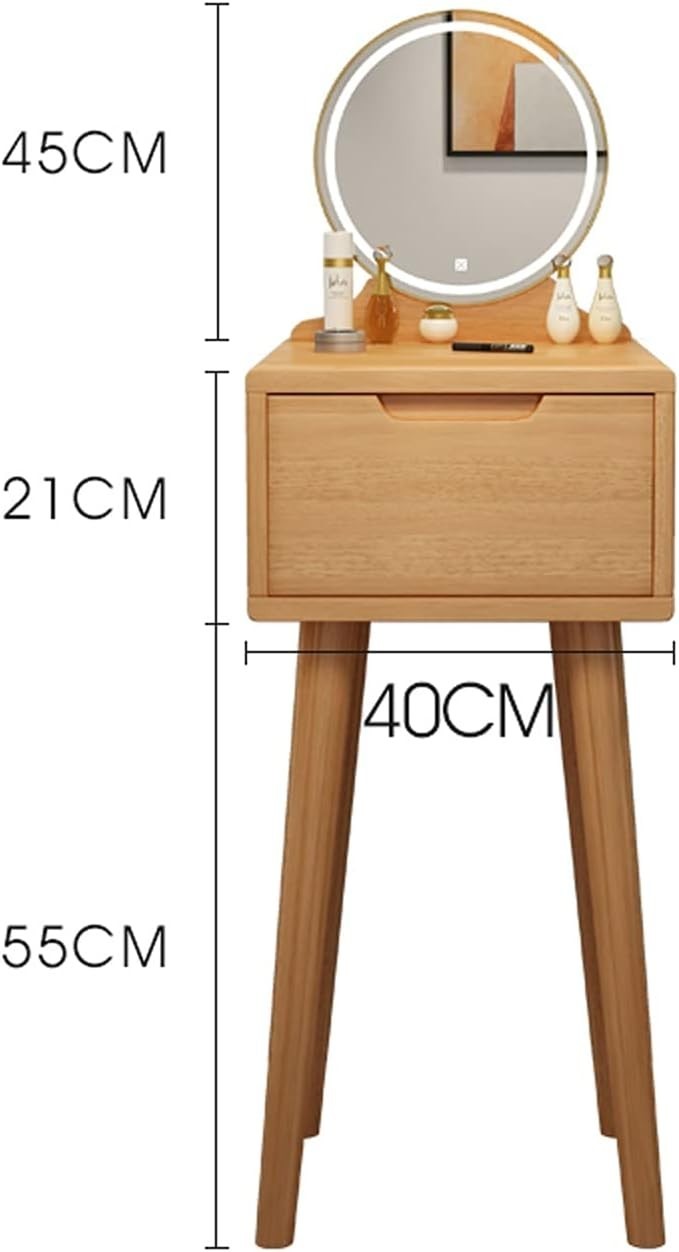 Vanity Dressing Table Desk w/ Lighted Mirror Smart LED Touch Switch 1 Drawer