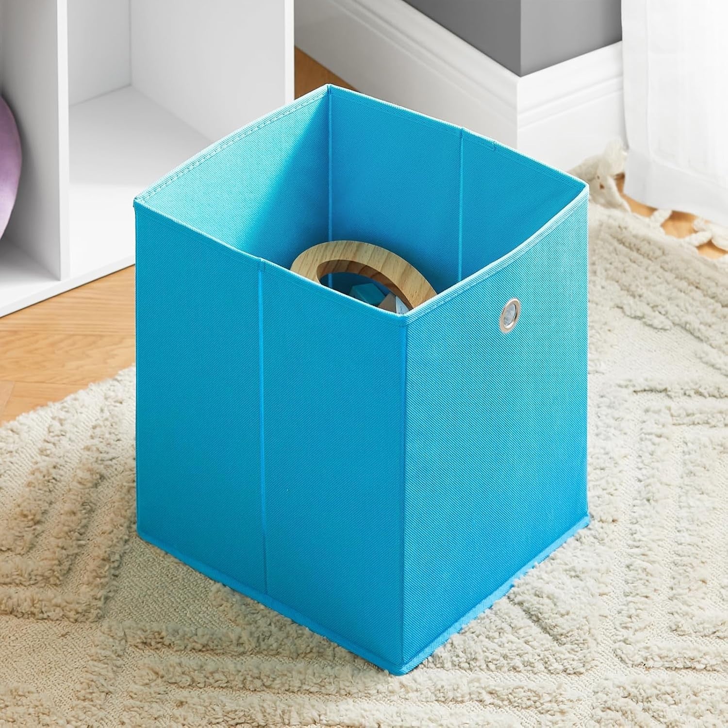 Kids Bookcase with 3 Shelves & 2 Fabric Drawers, Toy Storage Rack Pink Blue