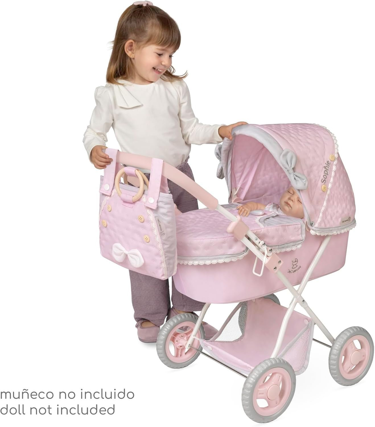 Folding Dolls Pram Pushchair with Parasol Lightweight Luxury Design