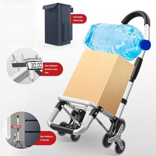 Foldable Stair Climber Shopping Cart 6-Wheel Waterproof 36L Lightweight