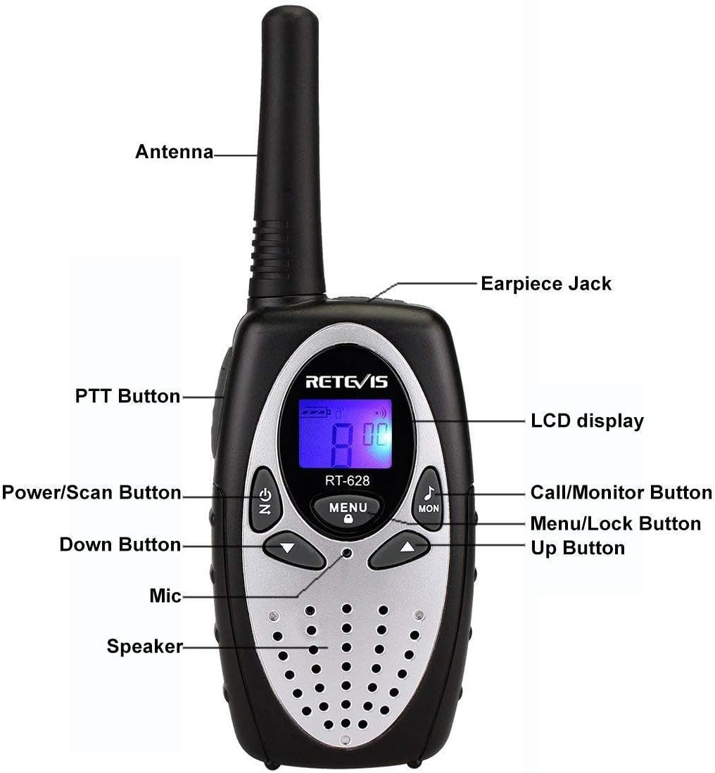Kids Walkie Talkies 1 Pair Silver Long Range VOX 8 Channel Family Outdoor Toy