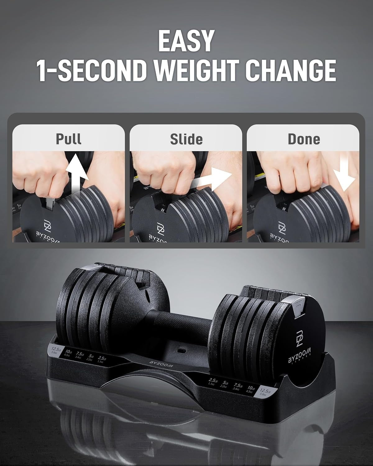 12.5lb Adjustable Dumbbells Pair 5-in-1 Quick Select Home Gym Weights