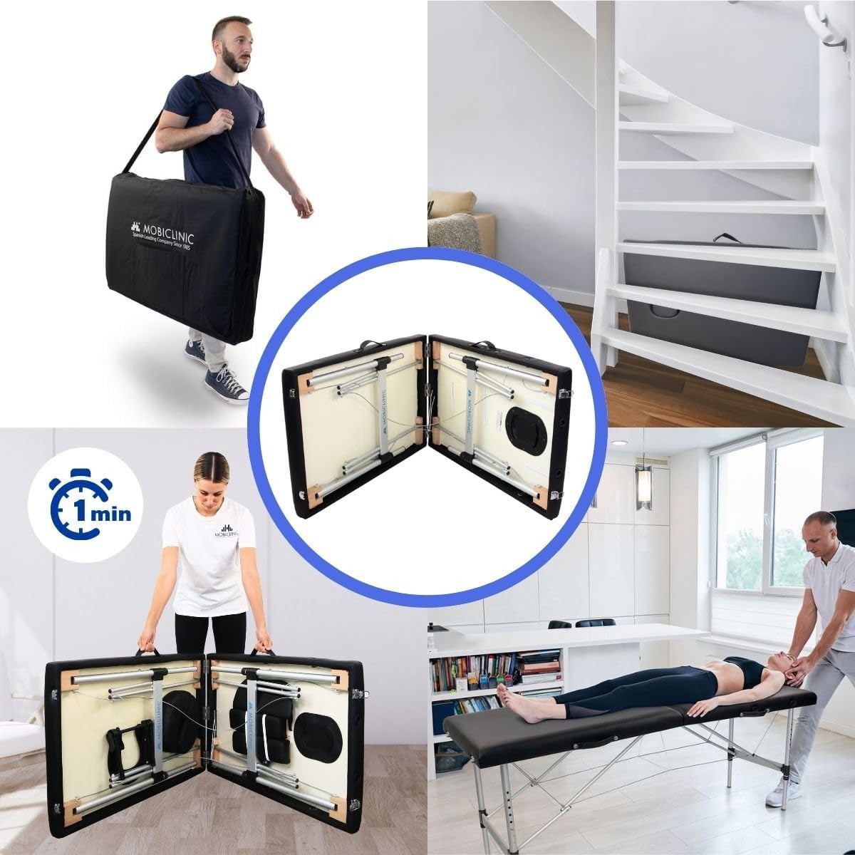 Portable Aluminium Massage Table Foldable Adjustable Therapy Spa Bed Black
