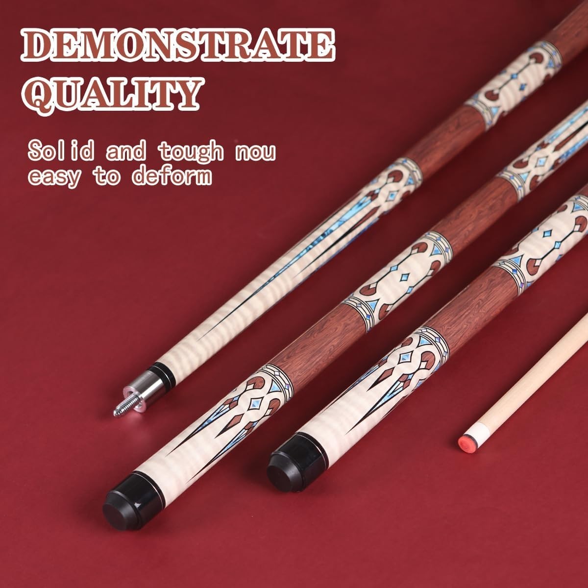 2 Piece Maple Pool Cue 58in 13mm Leather Tip 19–20oz Gift Set