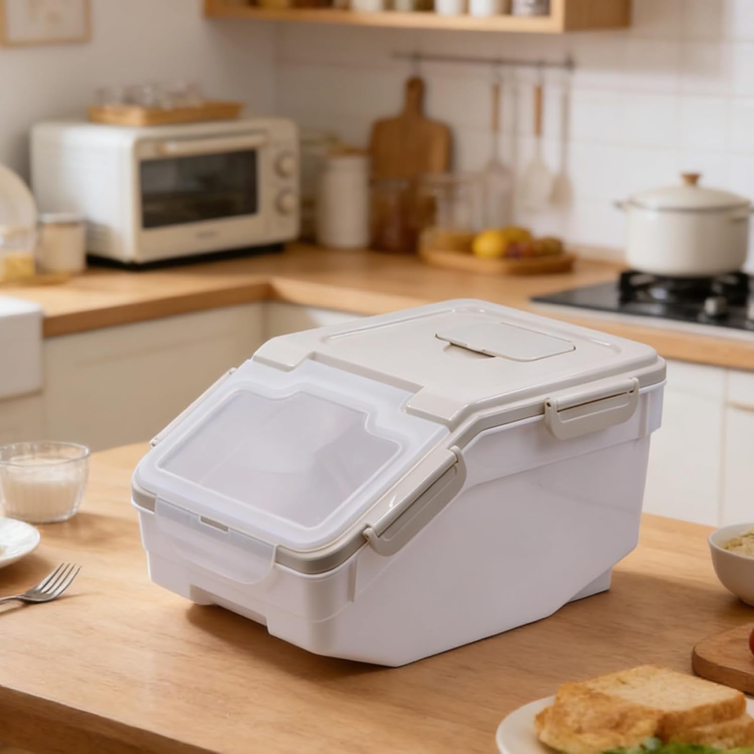 5kg Airtight Rice Storage Container Pest Proof w Wheels & Scoop