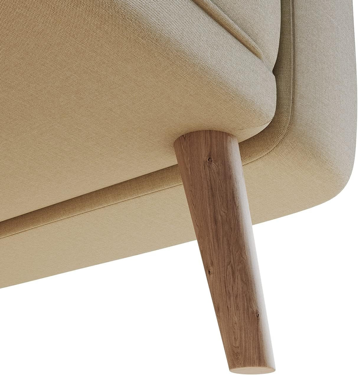 Cream 3 Seater Sofa Bed Linen Fabric Guest Couch w/ Arms for Lounge or Flat