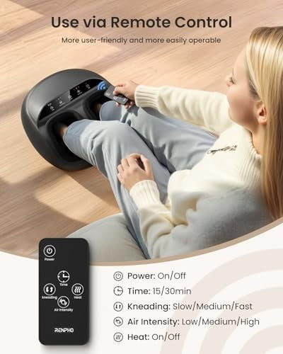 Shiatsu Foot Massager with Heat, Deep Kneading & Compression, Remote