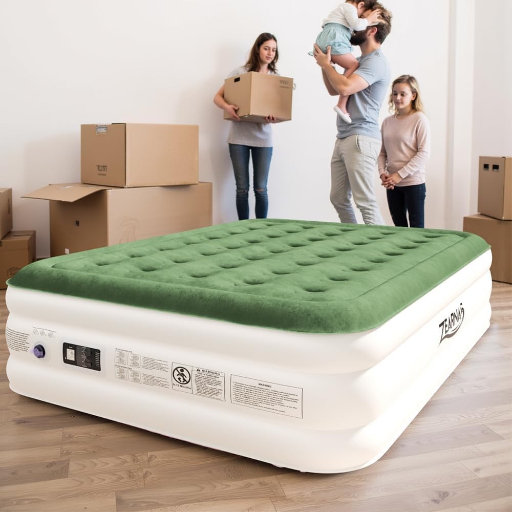 King Air Mattress with Electric Pump – Quick Inflate, Flocked Top, Portable Bed