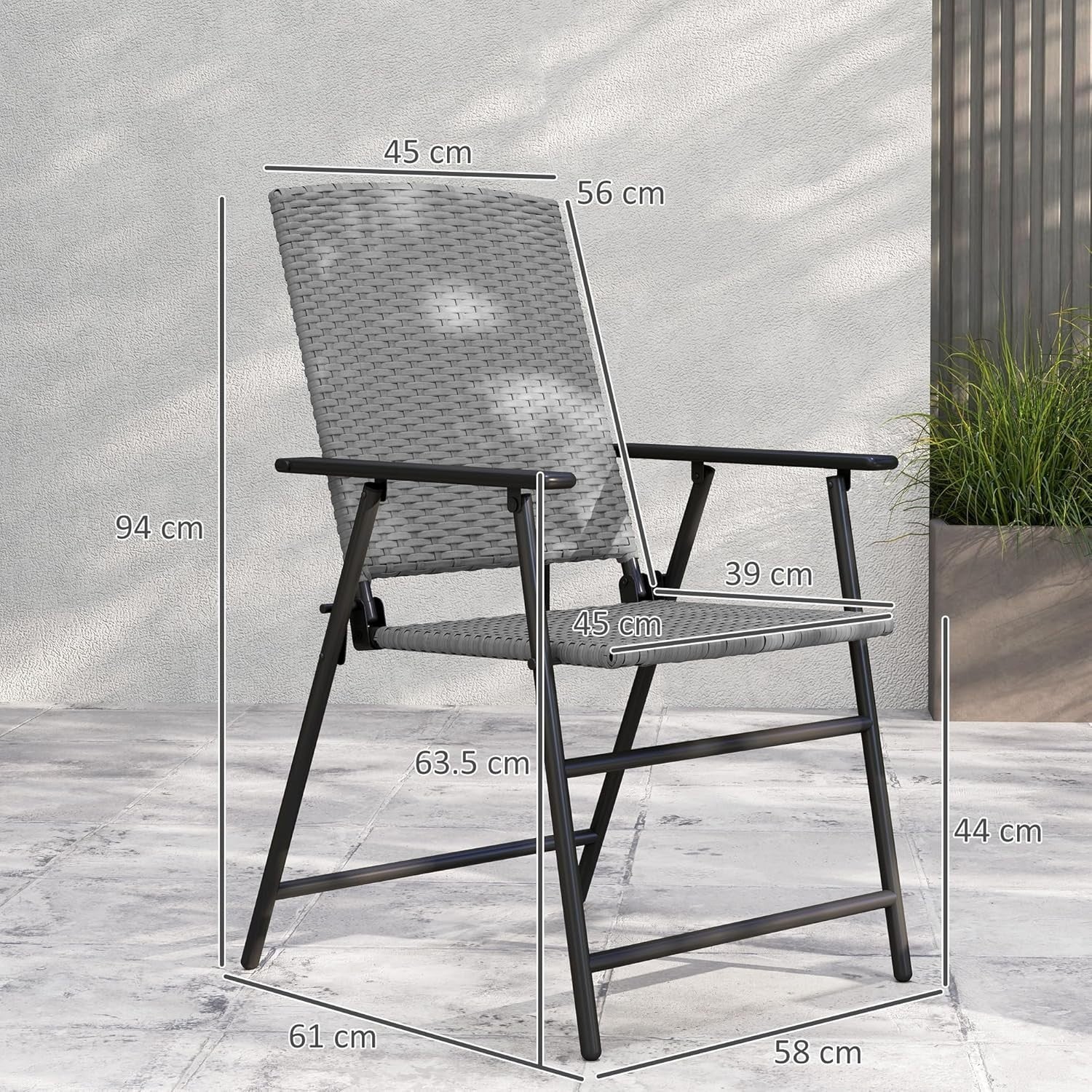 Set of 4 Folding Garden Chairs High Back Rattan Patio Dining Seating