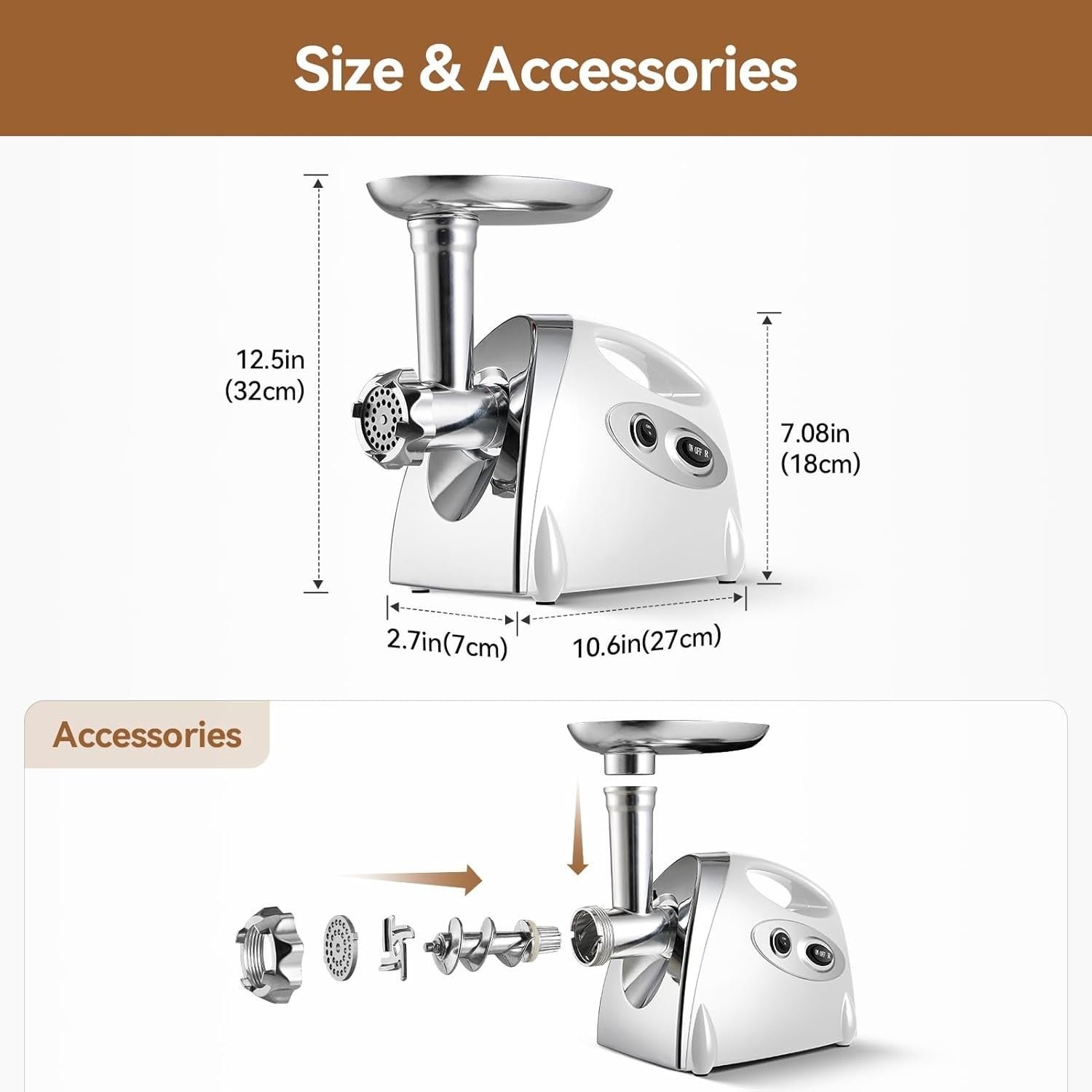 Heavy Duty Meat Mincer 2800W Sausage Maker Food Grinder 3 Steel Plates