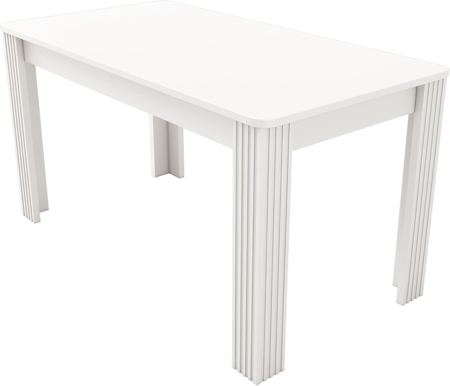Modern White MDF Dining Table 4 Seater Kitchen Café Table 116cm Sturdy