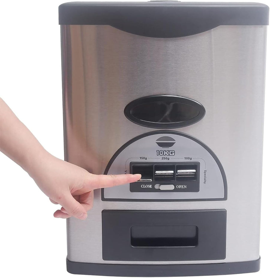 10KG Stainless Steel Rice Dispenser Automatic Grain Storage Container