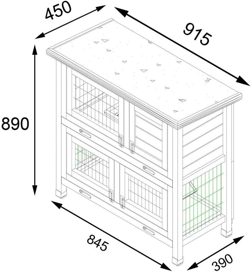 2 Tier Rabbit Hutch Outdoor With Cover Wooden Cage Trays Guinea Pig Run