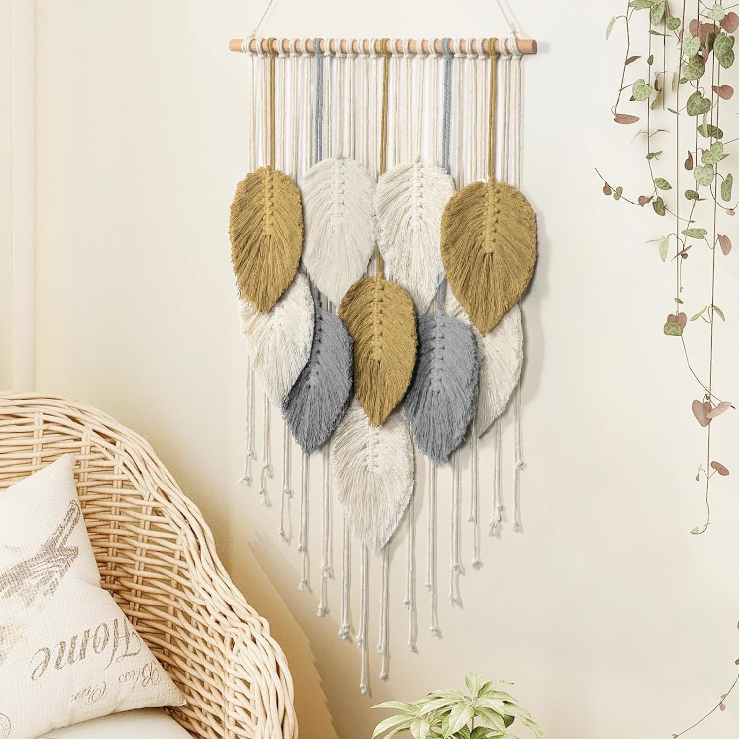 Boho Macrame Wall Hanging 16.5"x30.7" Woven Tapestry Decor
