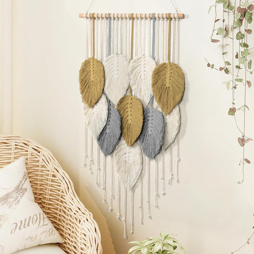 Boho Macrame Wall Hanging 16.5"x30.7" Woven Tapestry Decor
