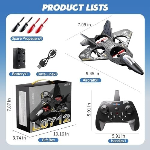 Kids RC Airplane Drone with Lights, Remote Control, 360° Flips, Easy Flight