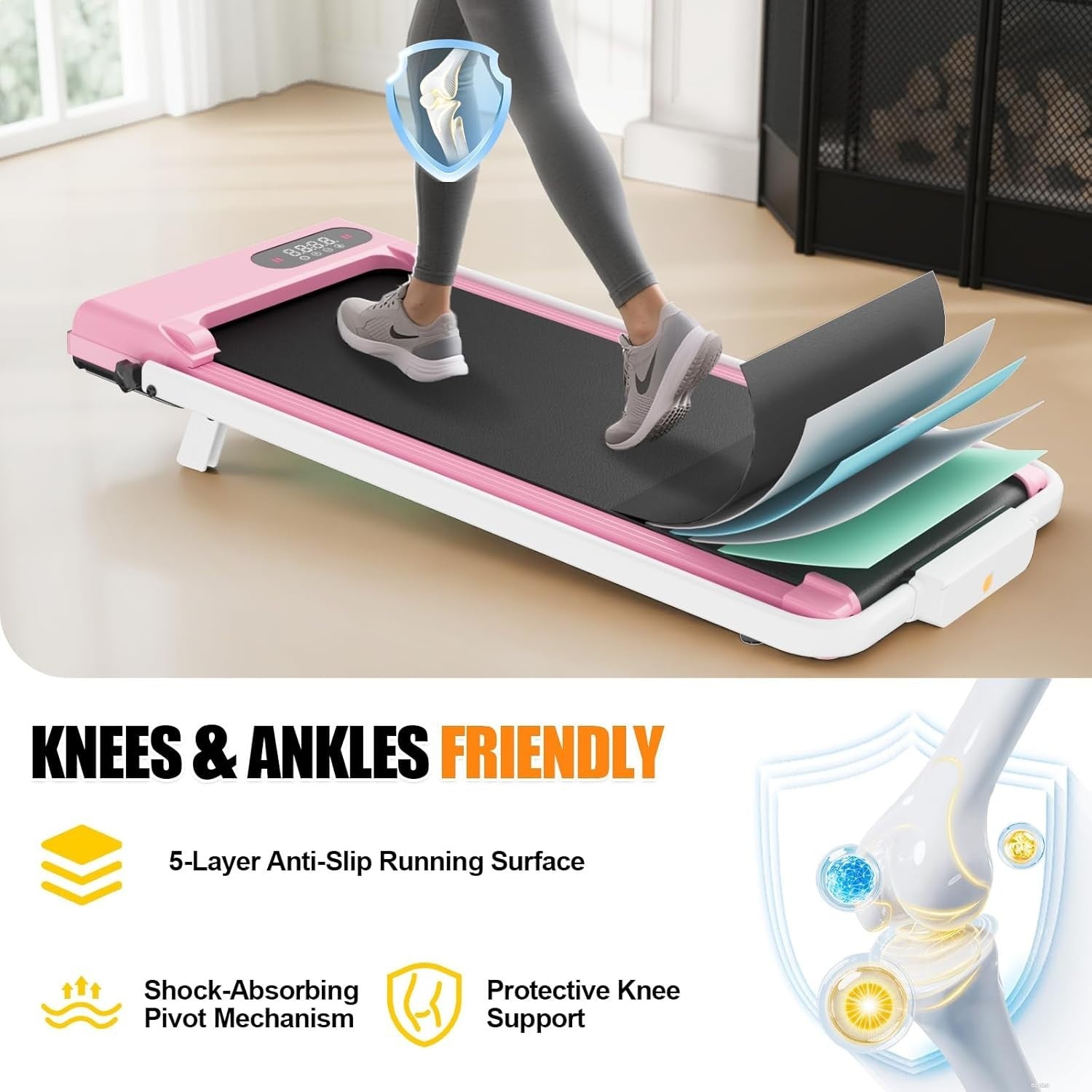 Foldable 3-in-1 Walking Treadmill with Incline, Under Desk Home Gym 8KM/H