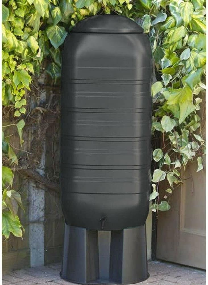 250L Slimline Garden Water Butt with Tap, Lid, Stand & Diverter