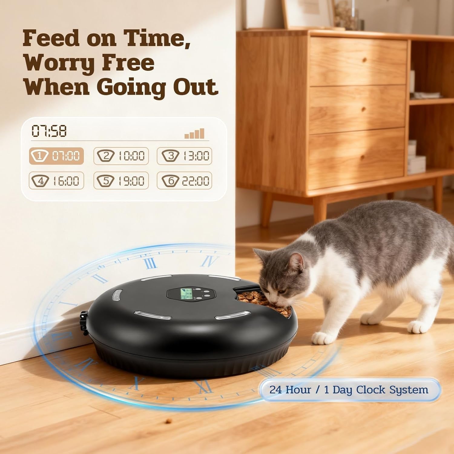 Automatic Wet Food Cat Feeder Refrigerated 6 Meal Timer Pet Dispenser
