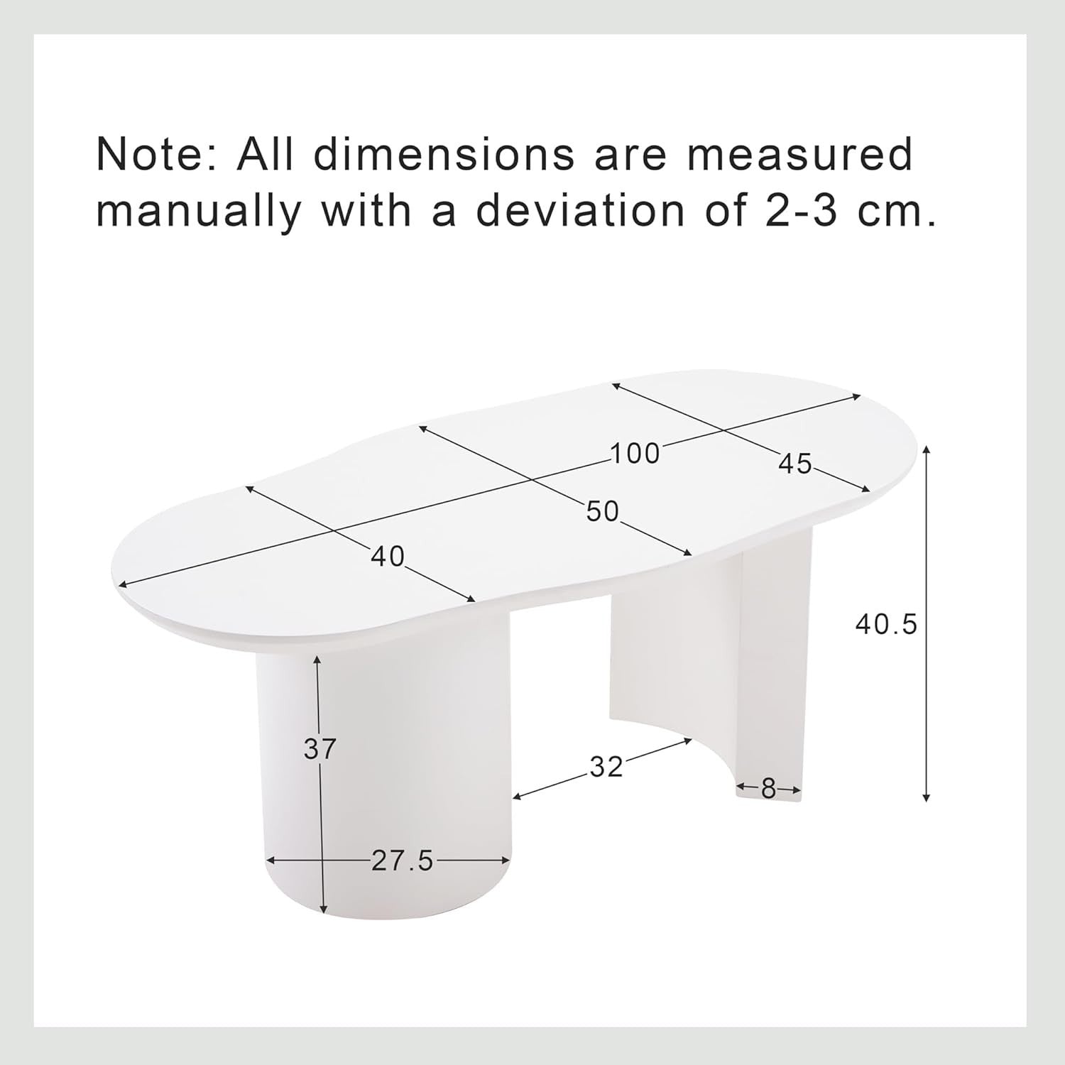 Modern Cloud-Shaped Coffee Table, Spacious Oval Design, Easy Assembly 100cm