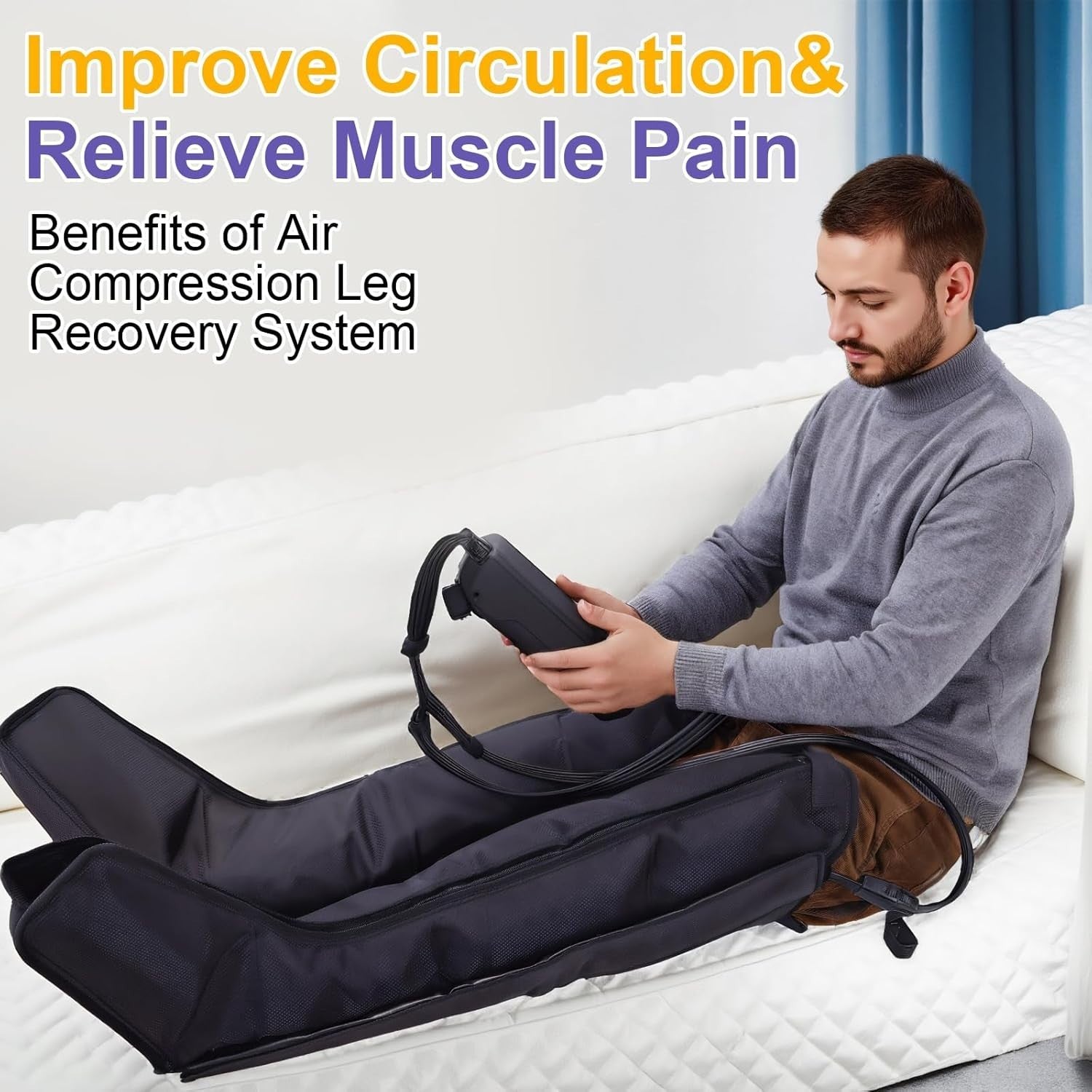 Air Compression Leg Massager Boots for Pain Relief, Circulation & Recovery