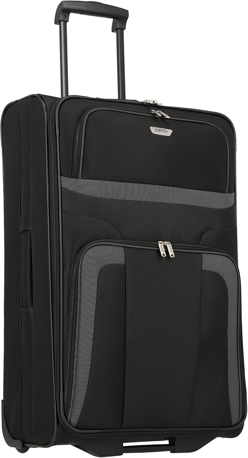Large Soft Shell Travel Suitcase 2 Wheel Trolley 73cm 80L Black