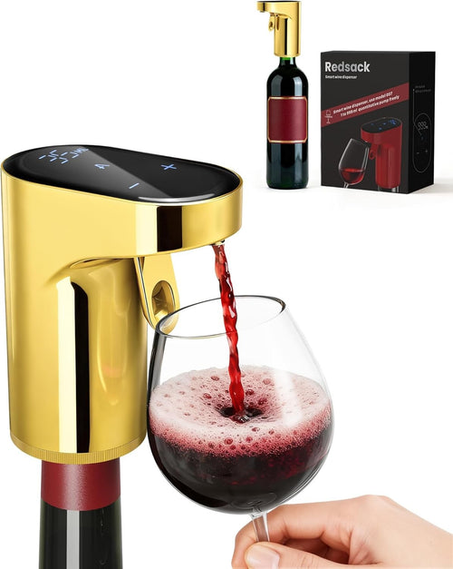 5-in-1 Electric Wine Aerator Dispenser Gold USB Recharge Smart Pourer 990ml Des