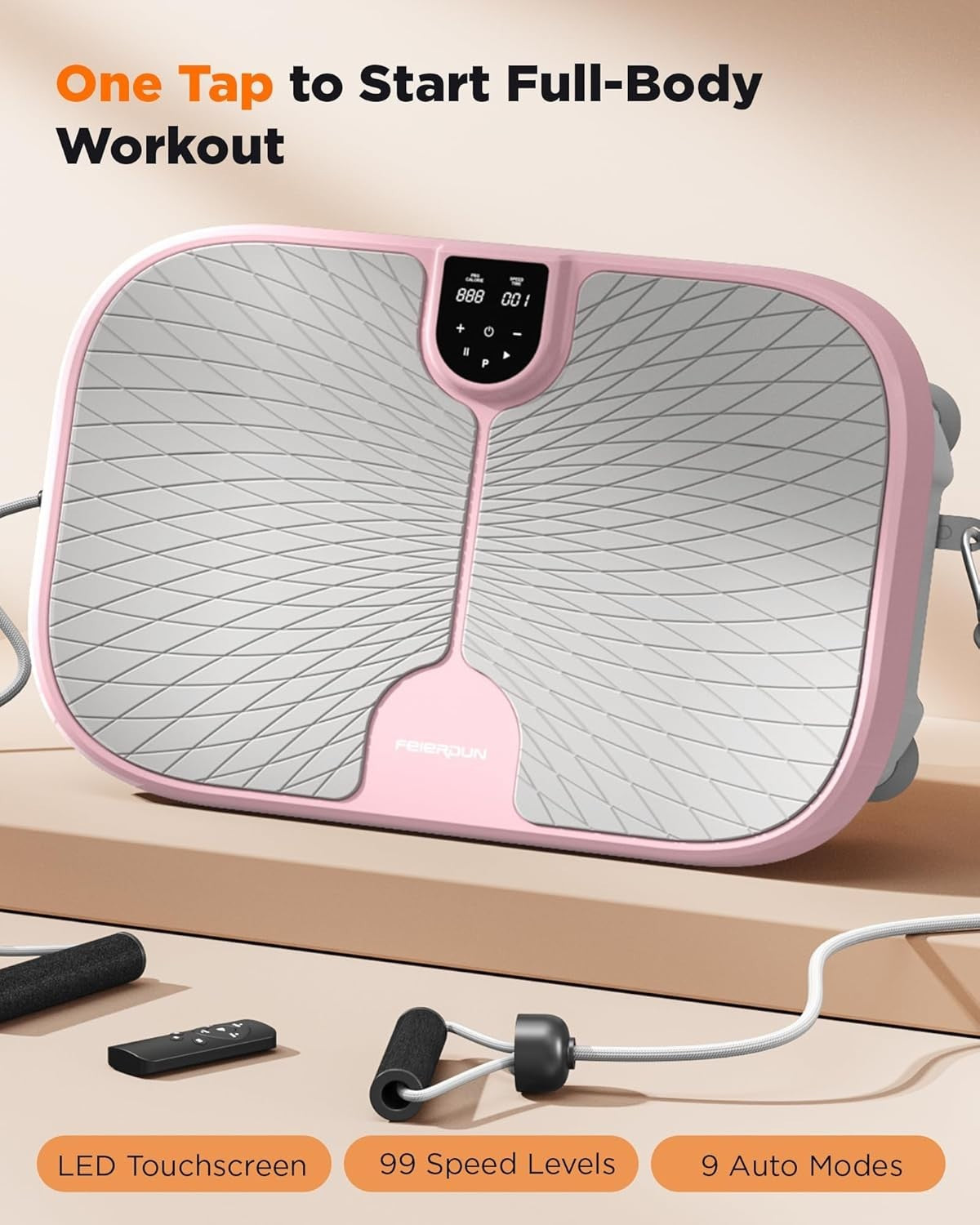 Pink Vibration Plate Exercise Machine 99 Speeds Full Body Toning