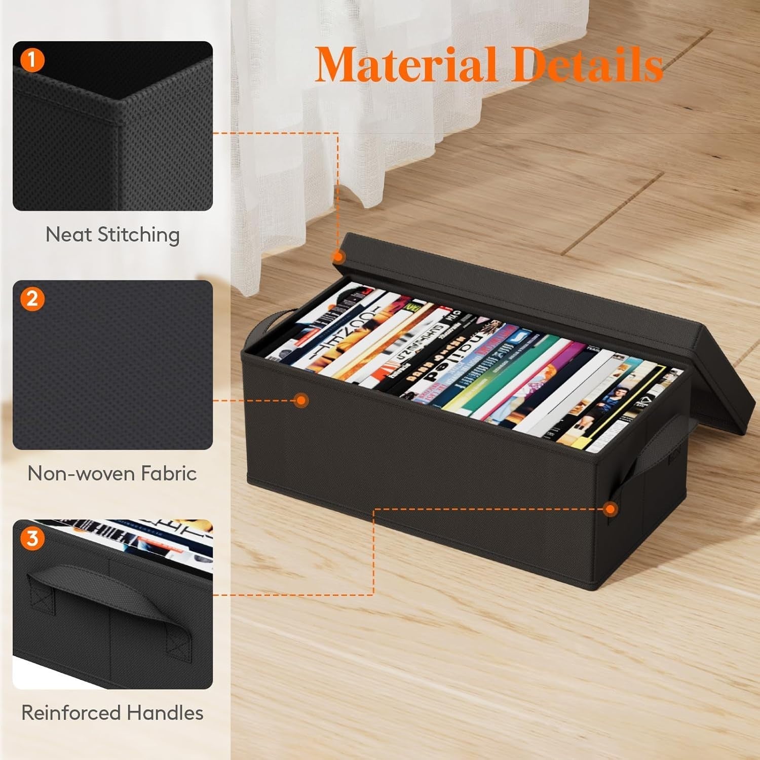 6 Pack DVD Storage Boxes Stackable Lid Organizer Holds 150 DVDs Black