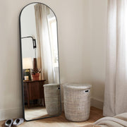 Full Length Arched Mirror 150x50cm Black Standing or Wall Mount HD Glass