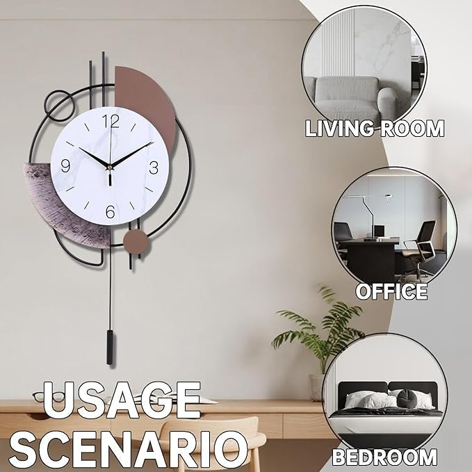 Large Modern Silent Wall Clock 55cm Luxury Metal Hanging Decor Living Room