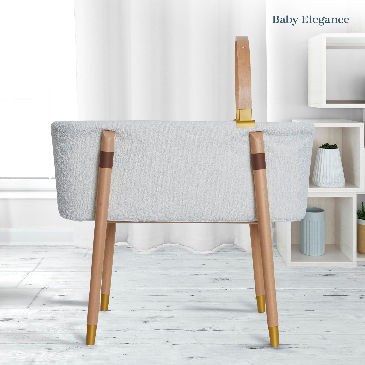 Luxury Baby Bassinet Wooden Crib with Breathable Mattress & Toy Bar