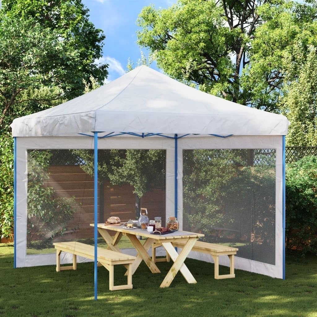 Party Tent Sidewalls 2pcs White & Black Mesh Gazebo Canopy Panels 300x195cm