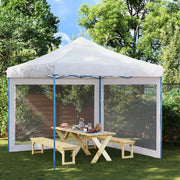 Party Tent Sidewalls 2pcs White & Black Mesh Gazebo Canopy Panels 300x195cm