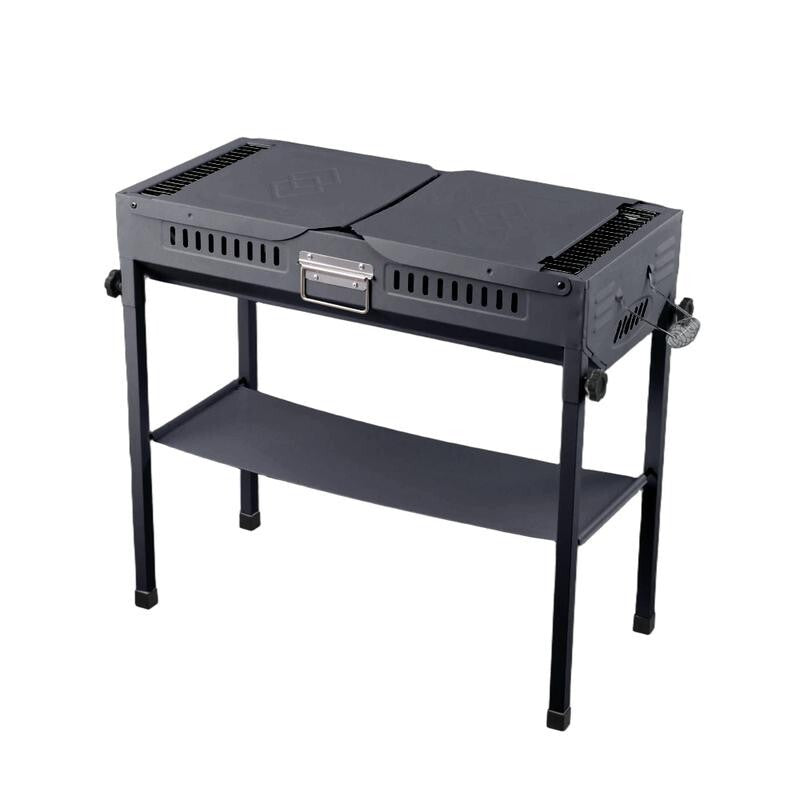 Portable Charcoal BBQ Grill Foldable Outdoor Garden Cooker w/ Utensils Set