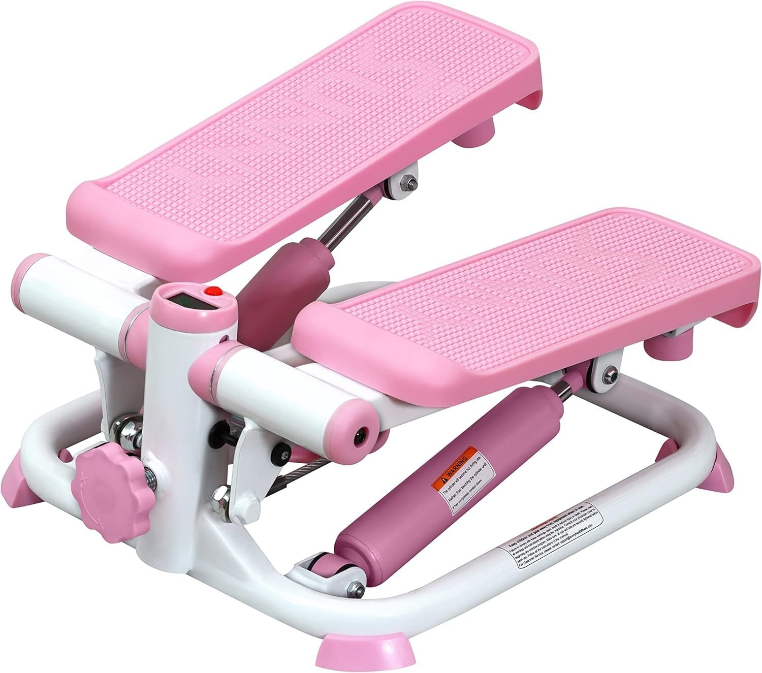 Pink Mini Stair Stepper for Home w/ LCD Monitor, Quiet Motion & Height Adjust