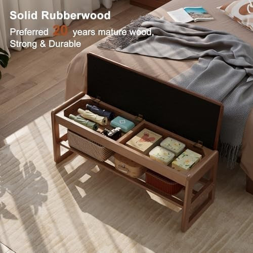 2-Tier Shoe Rack Bench with Flip-Top Storage Leather Cushion – Entryway