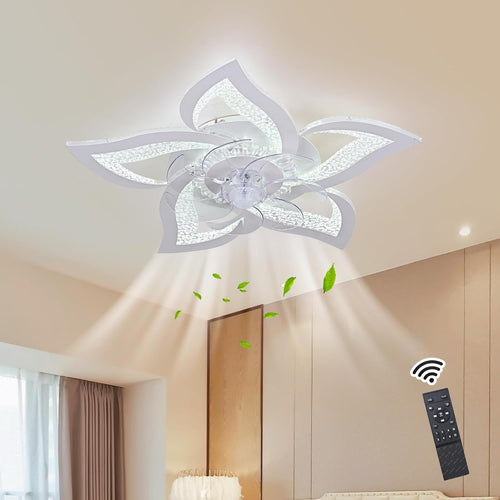 62.5CM Ceiling Fan Light, 6 Speeds, Dimmable, Reversible, Remote, Modern
