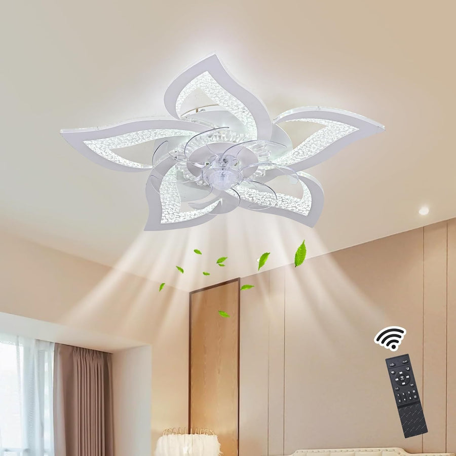 62.5CM Ceiling Fan Light, 6 Speeds, Dimmable, Reversible, Remote, Modern