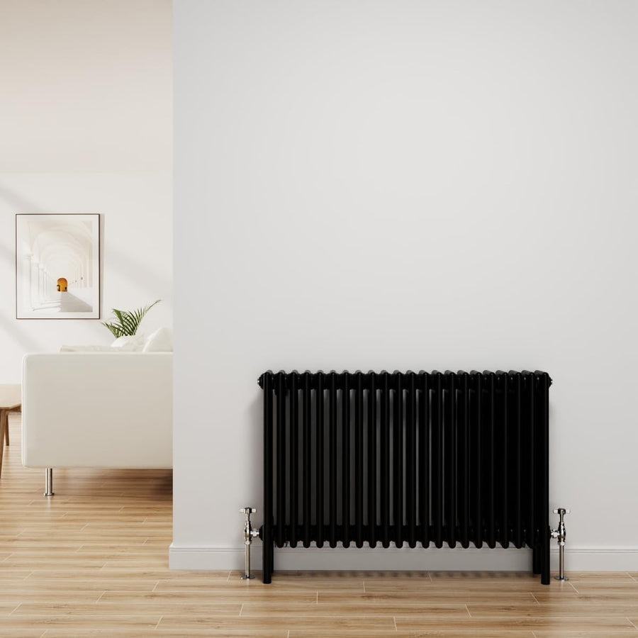 Black Cast Iron 4 Column Radiator 600x1010mm Central Heating Bathroom