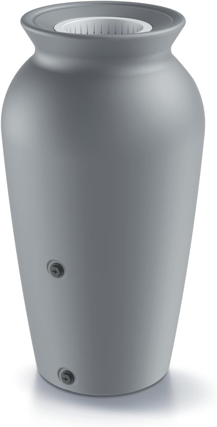 120L Decorative Rainwater Tank with Connection Kit, Round, Grey