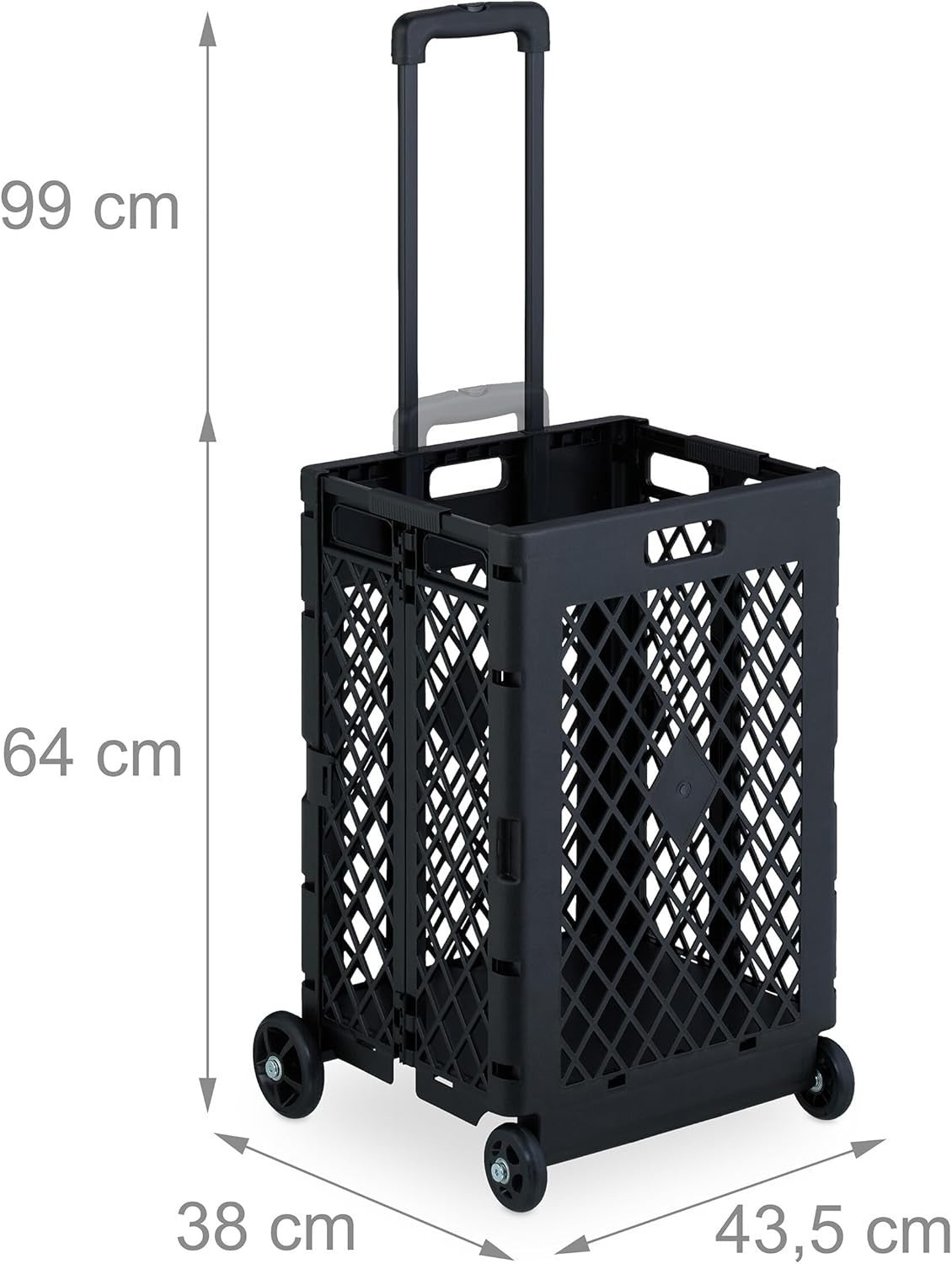 Foldable Shopping Trolley Cart on Wheels 25kg Capacity Telescopic Handle