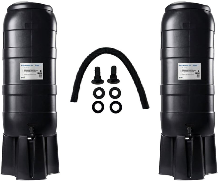 Double 100L Slimline Water Butt Kit | Stand, Tap & Diverter
