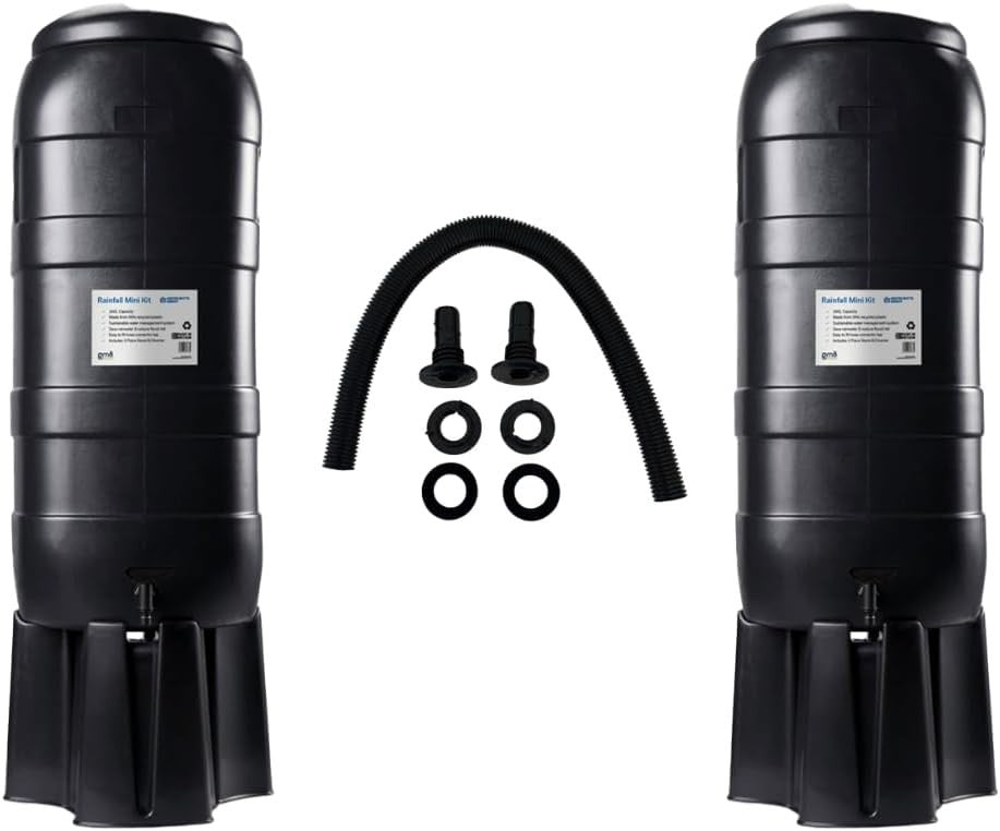 Double 100L Slimline Water Butt Kit | Stand, Tap & Diverter